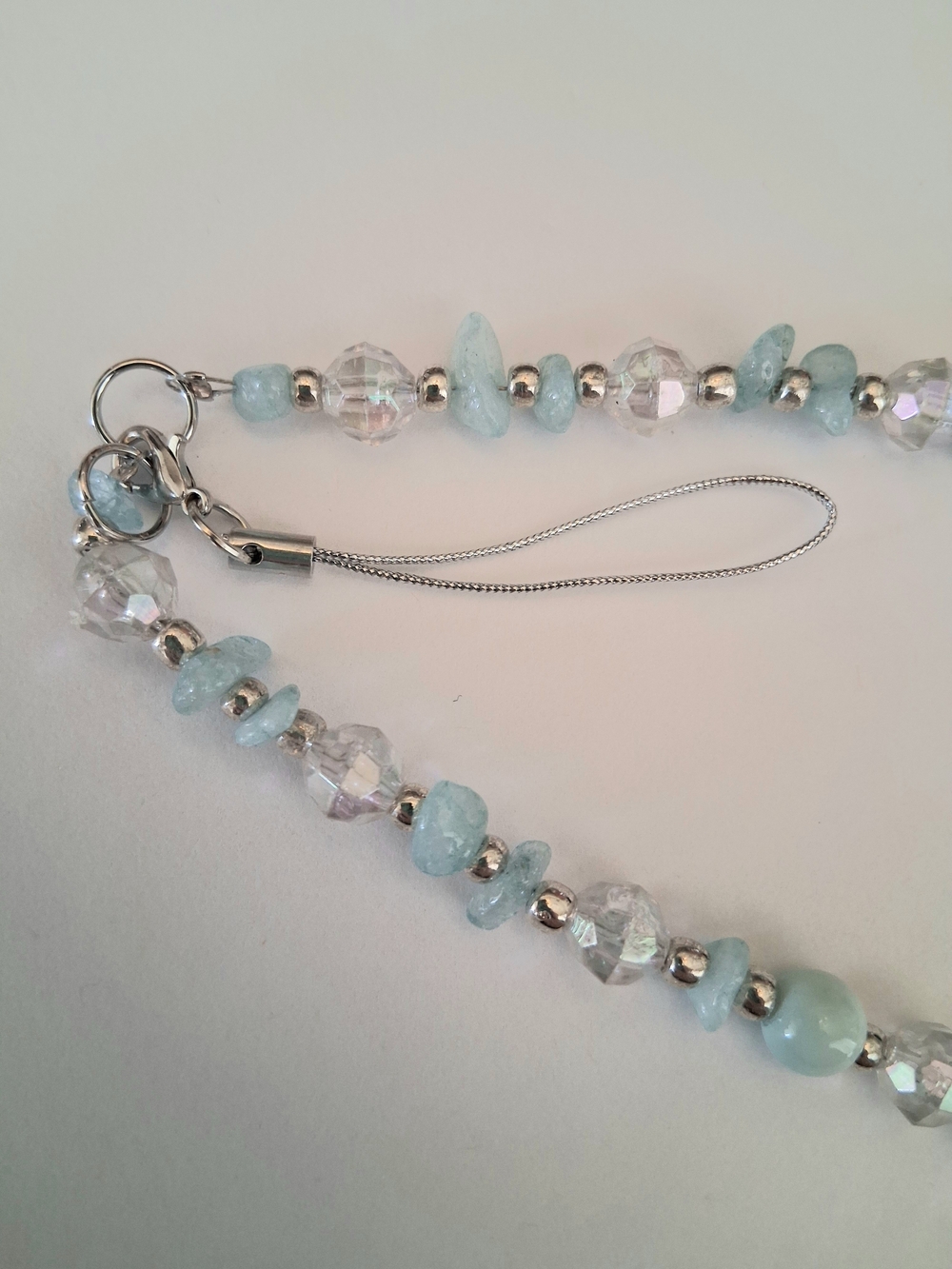 Aquamarine Beaded Phone Charm Strap - Handmade - Picture 6 of 6